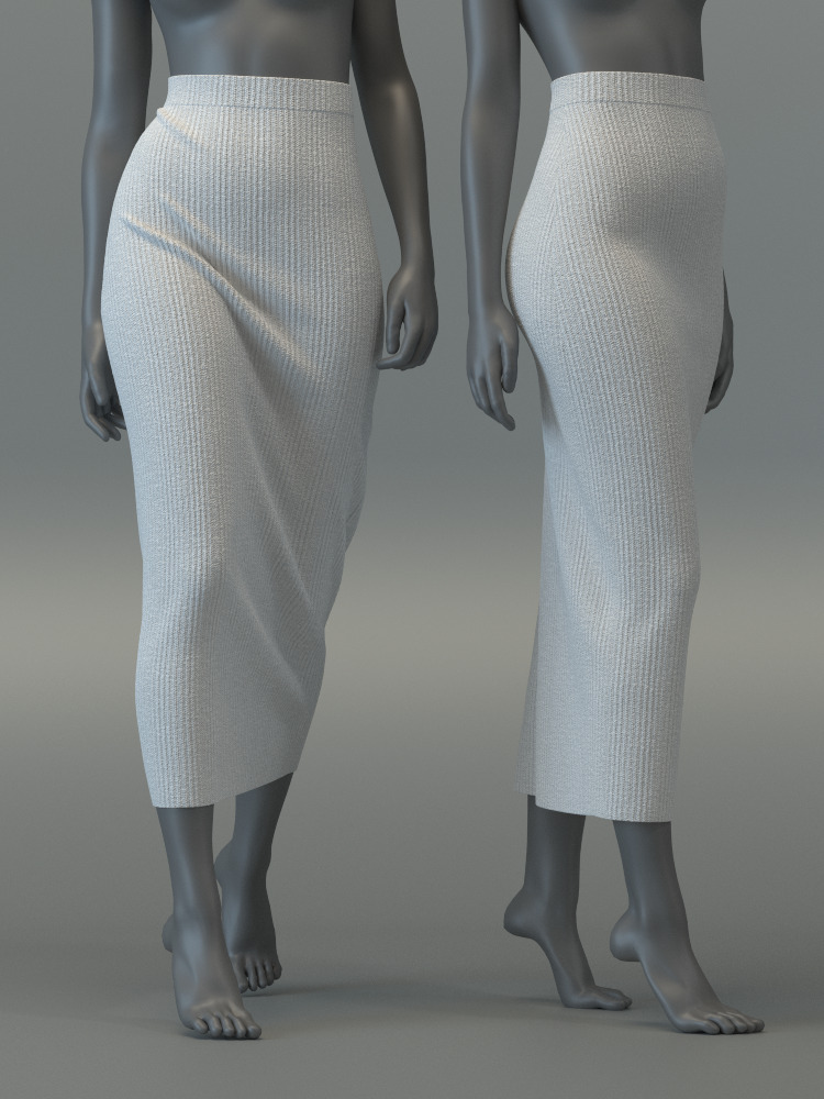 Turtleneck Sweater and Midi Skirt Set 3D model_7