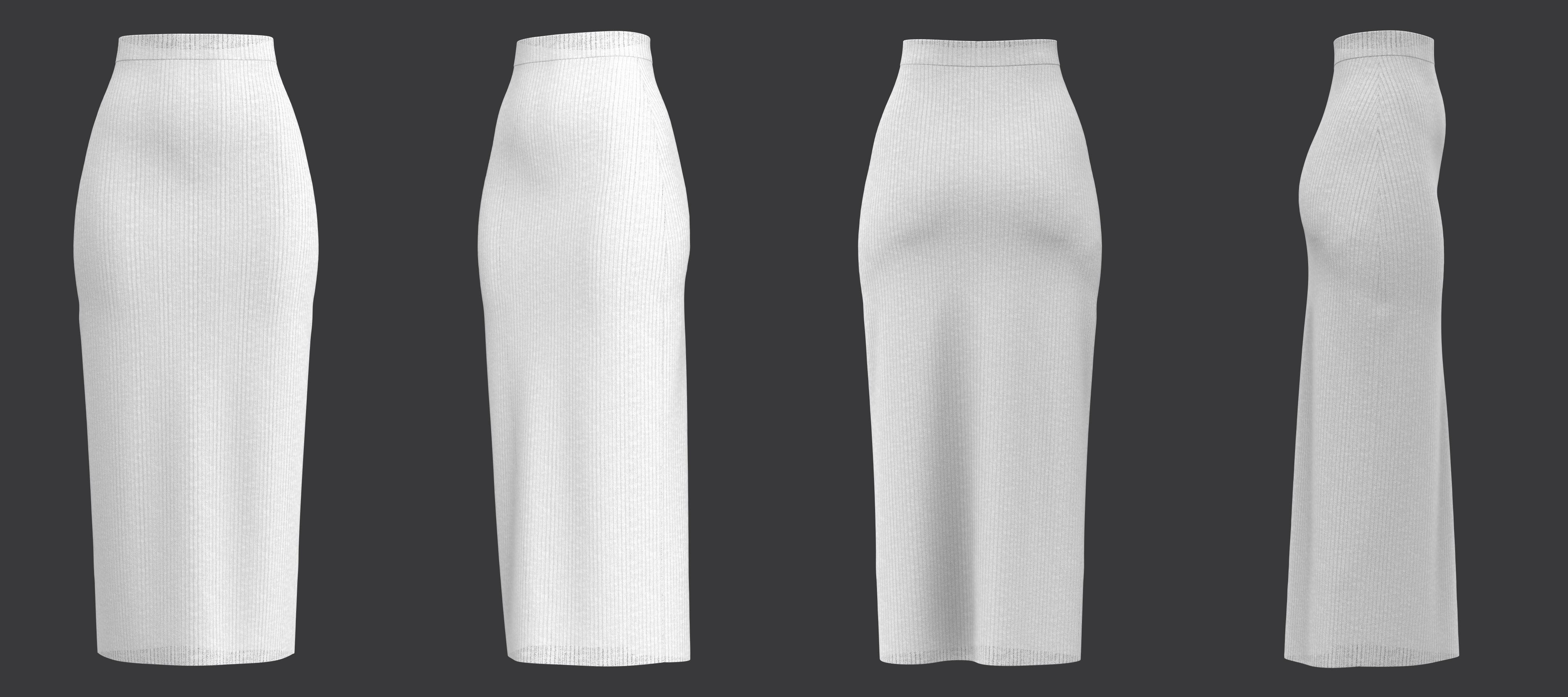 Turtleneck Sweater and Midi Skirt Set 3D model_24