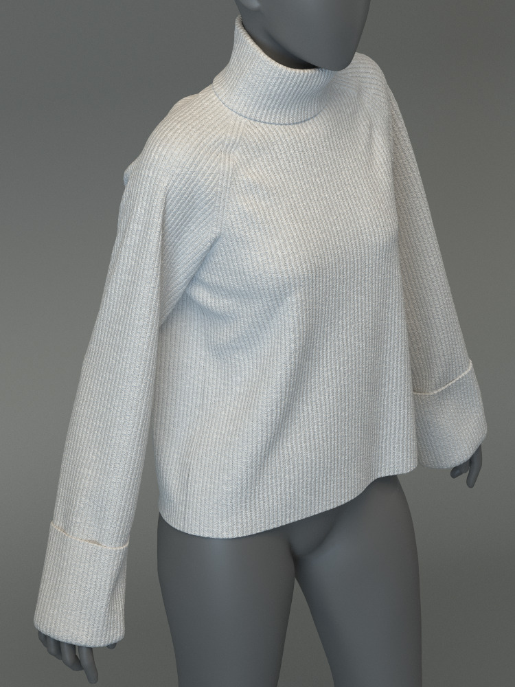 Turtleneck Sweater and Midi Skirt Set 3D model_11