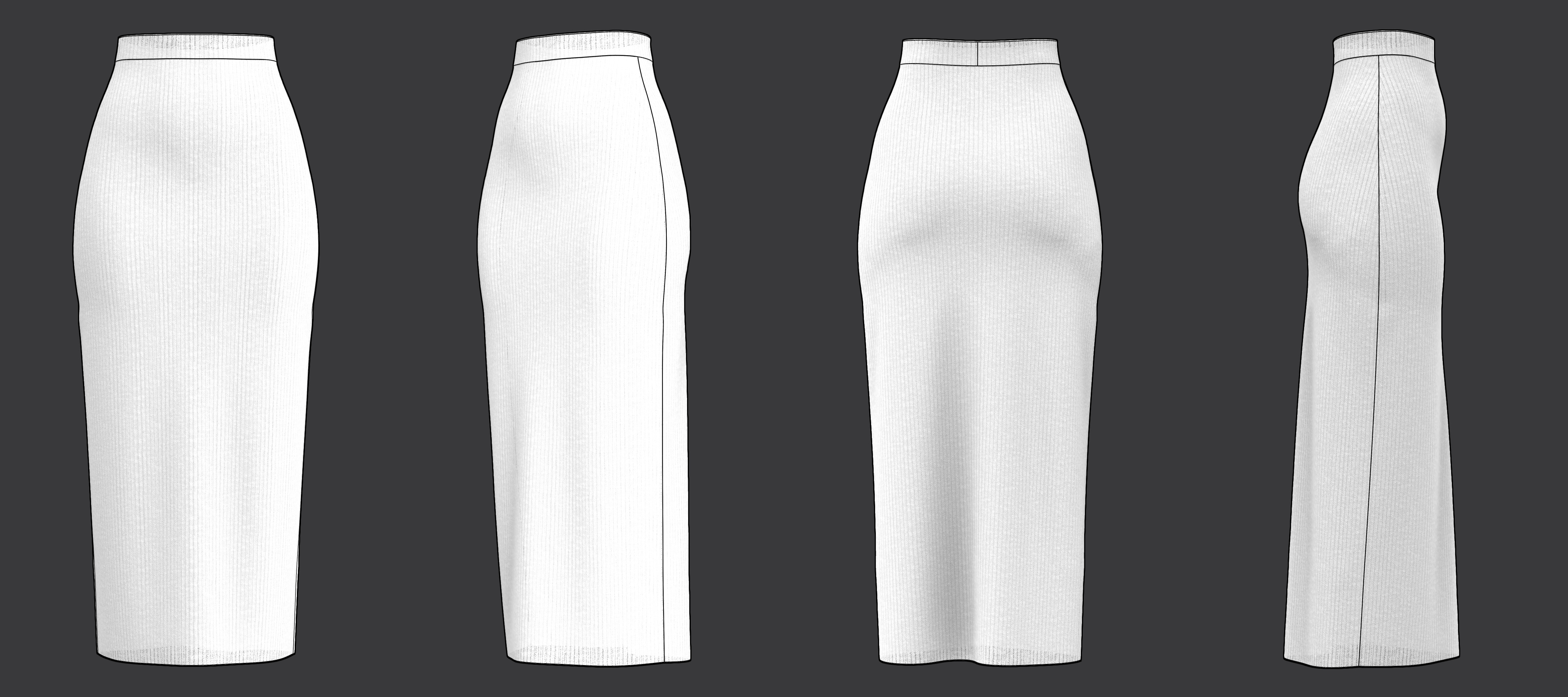 Turtleneck Sweater and Midi Skirt Set 3D model_23