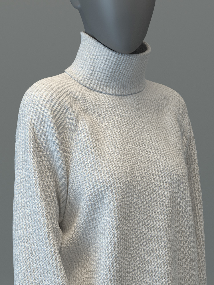 Turtleneck Sweater and Midi Skirt Set 3D model_10