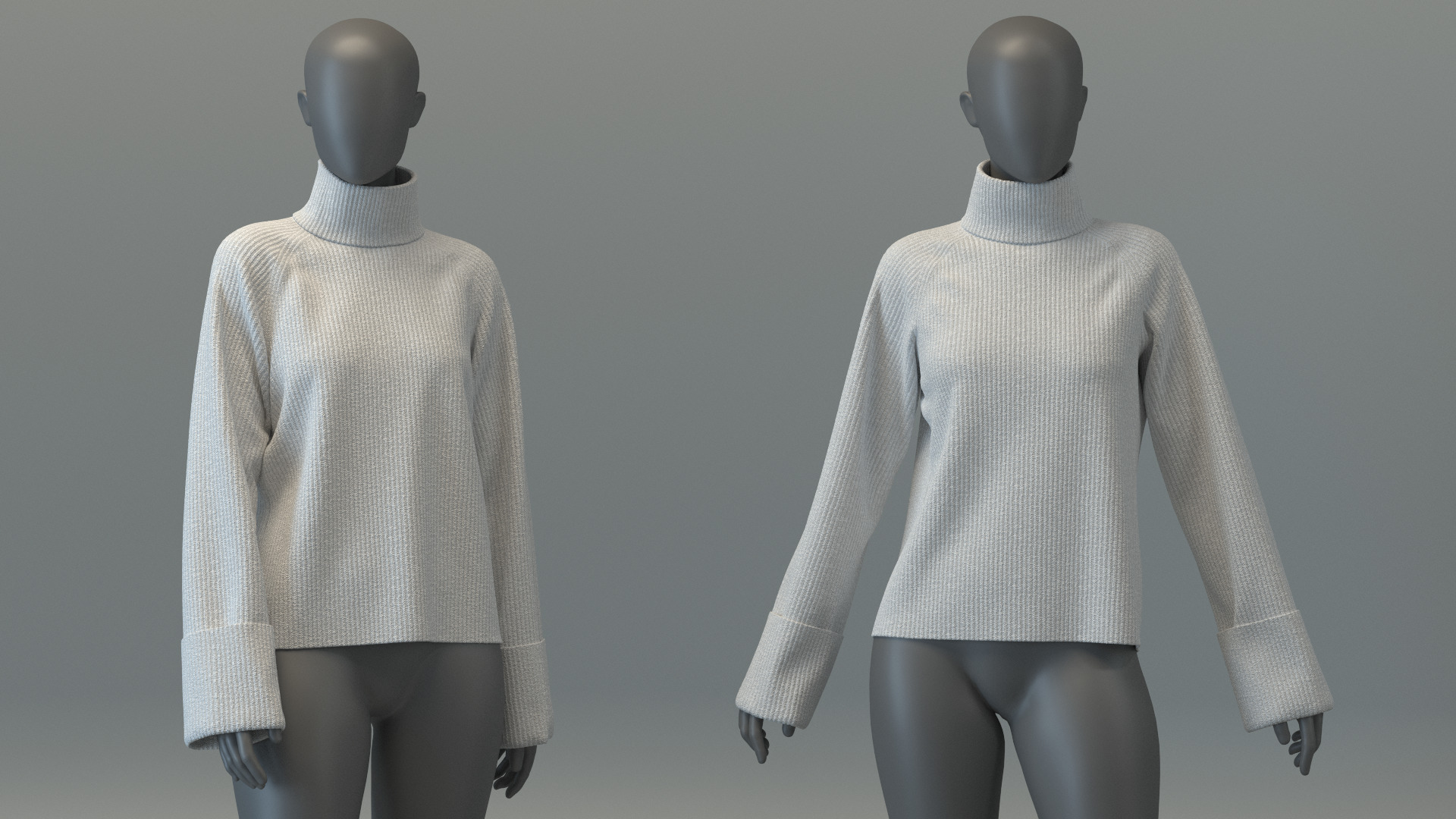 Turtleneck Sweater and Midi Skirt Set 3D model_9