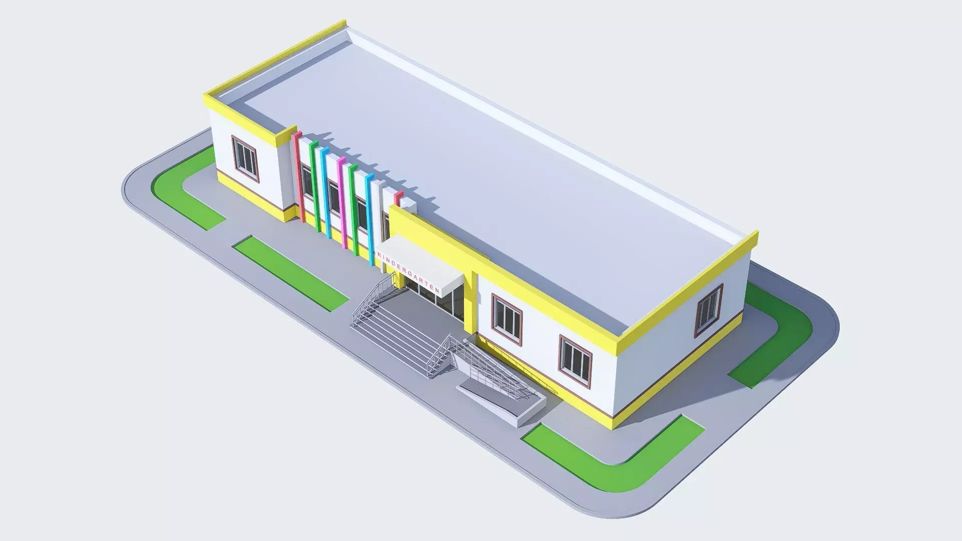 Kindergarten Low-poly 3D model_0