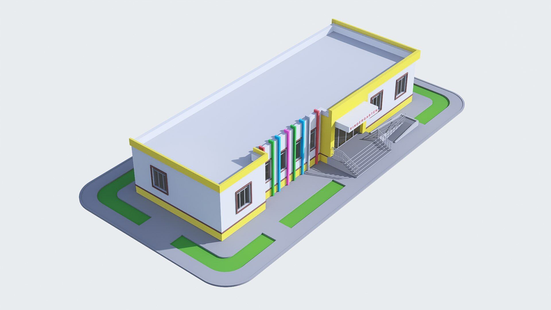 Kindergarten Low-poly 3D model_5