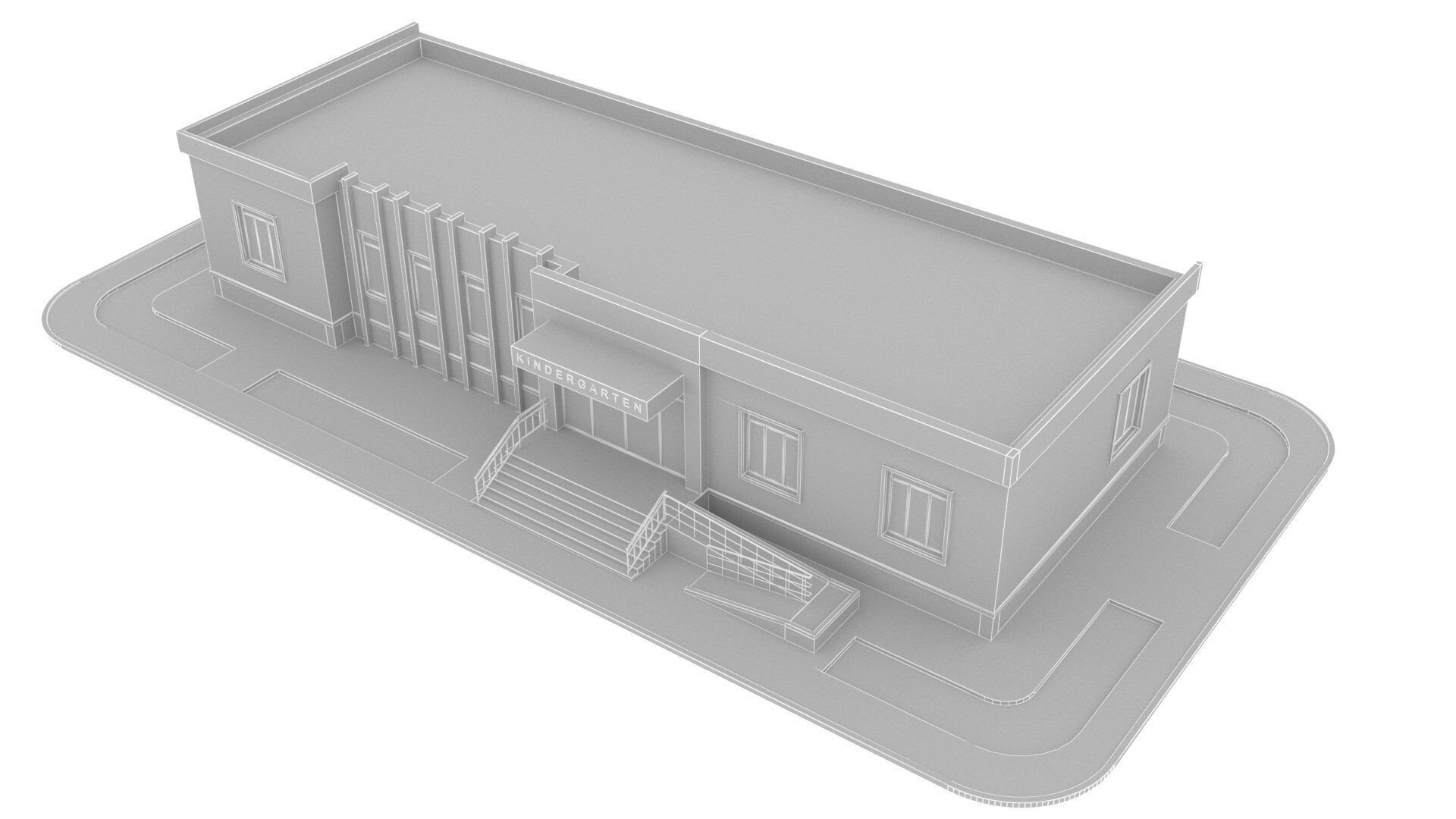 Kindergarten Low-poly 3D model_6