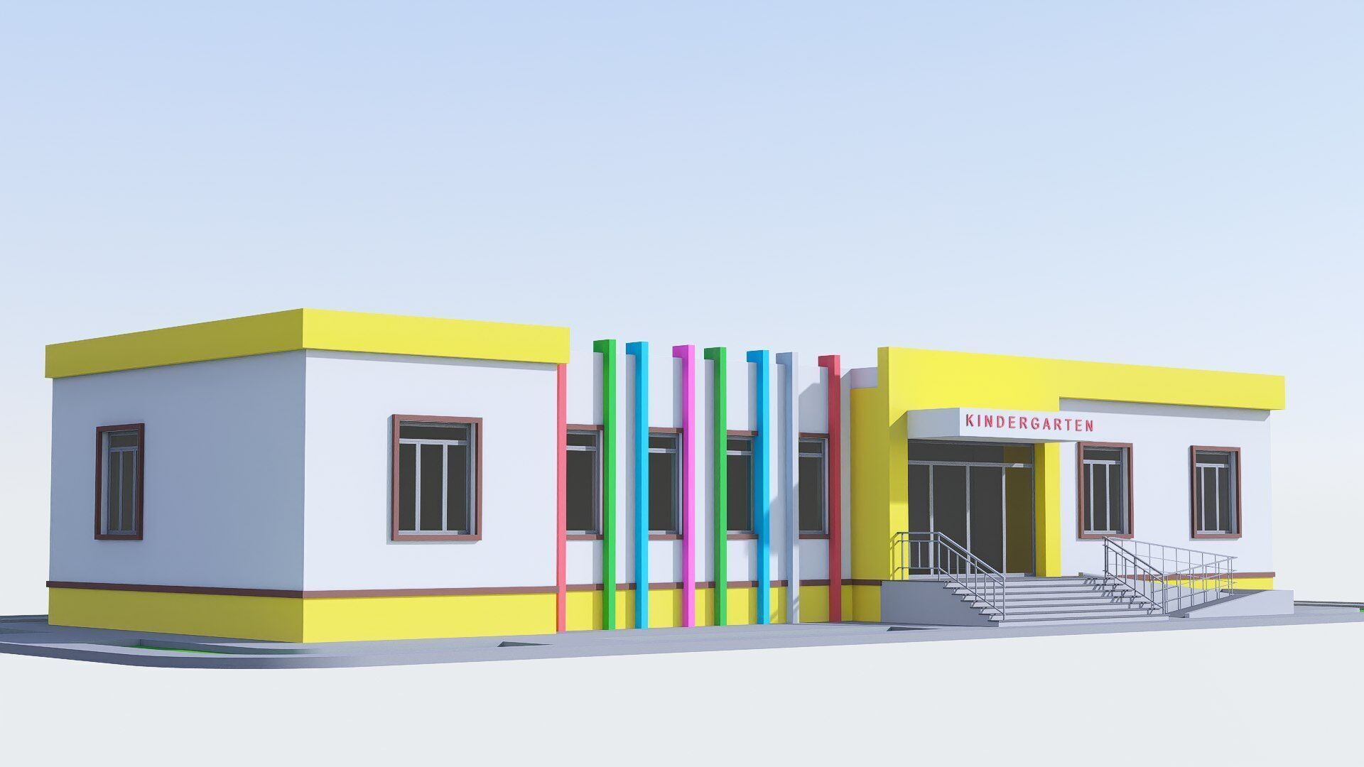 Kindergarten Low-poly 3D model_3