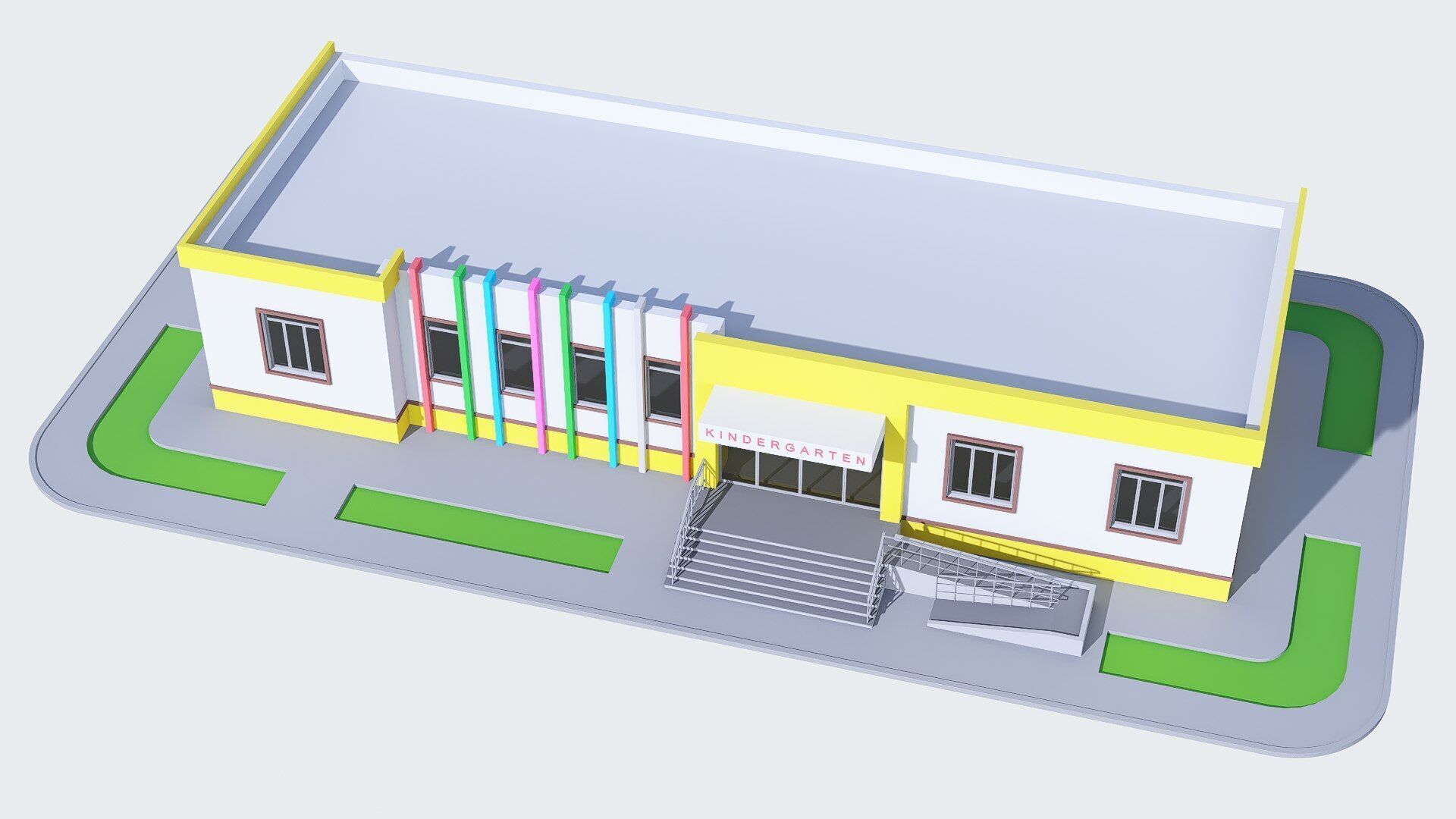 Kindergarten Low-poly 3D model_1