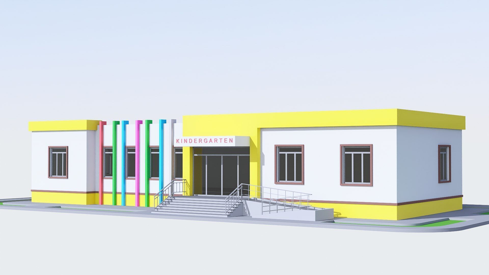 Kindergarten Low-poly 3D model_2