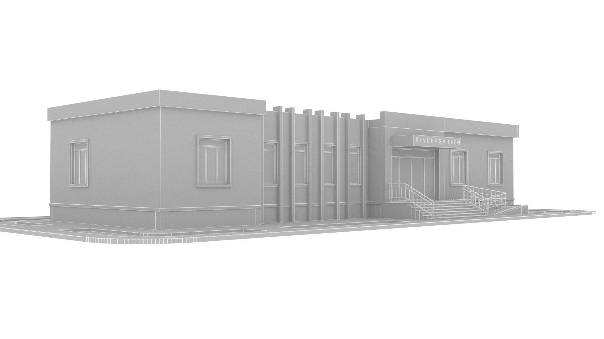 Kindergarten Low-poly 3D model_7