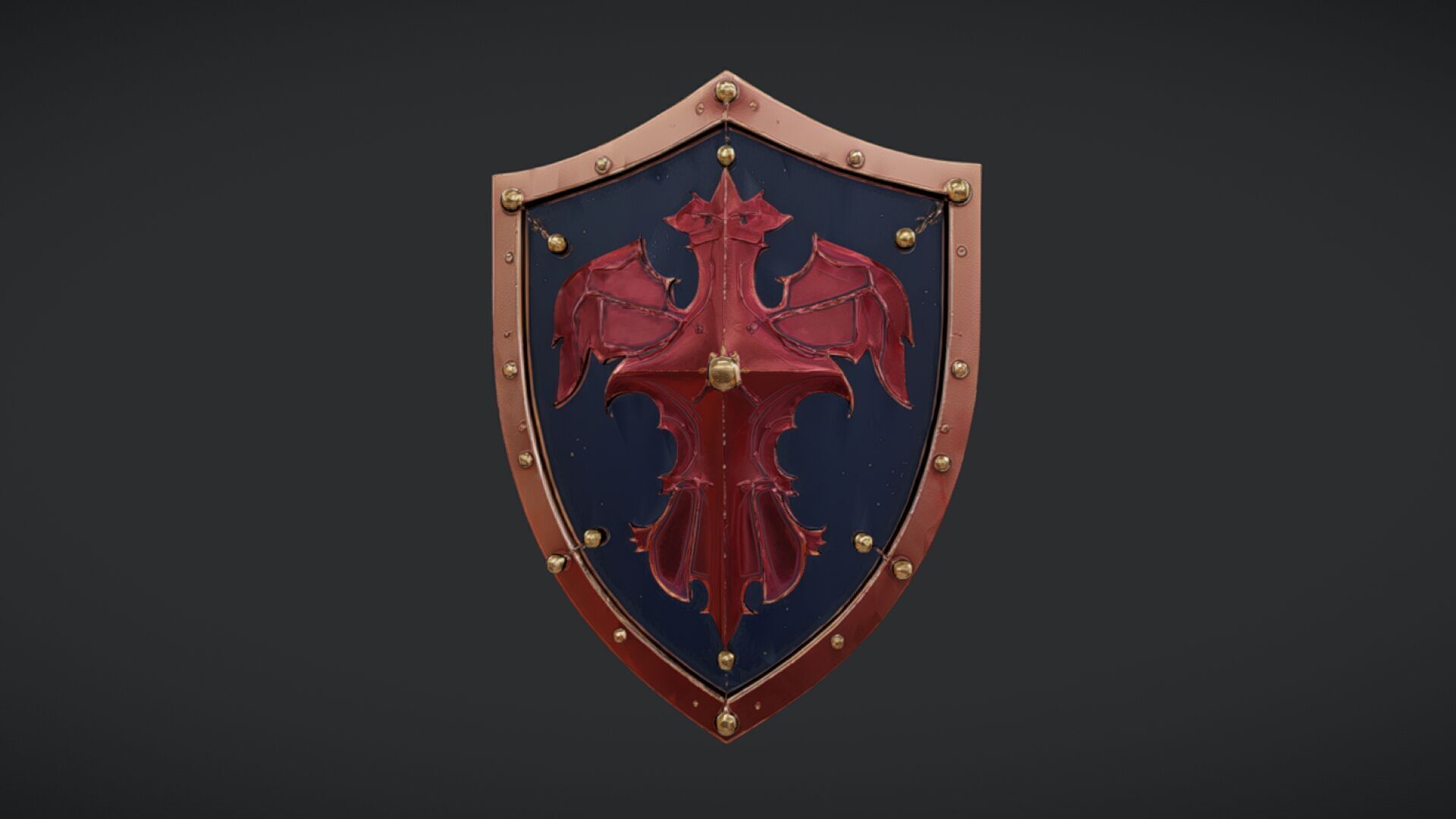 shield with dragon emblem 3D model_5