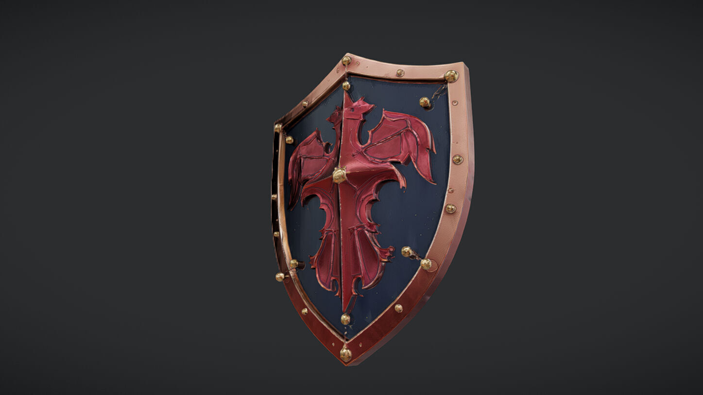 shield with dragon emblem 3D model_1