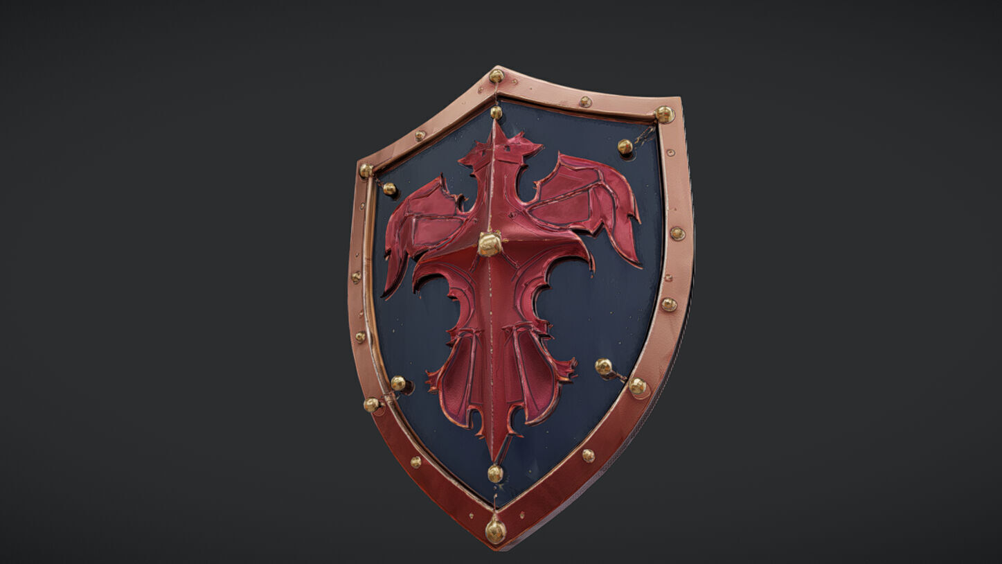 shield with dragon emblem 3D model_4