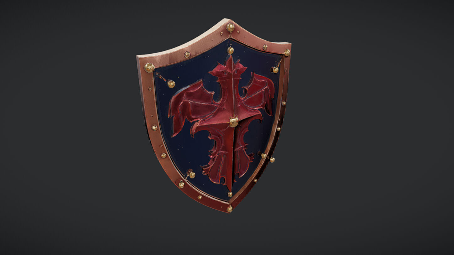 shield with dragon emblem 3D model_2