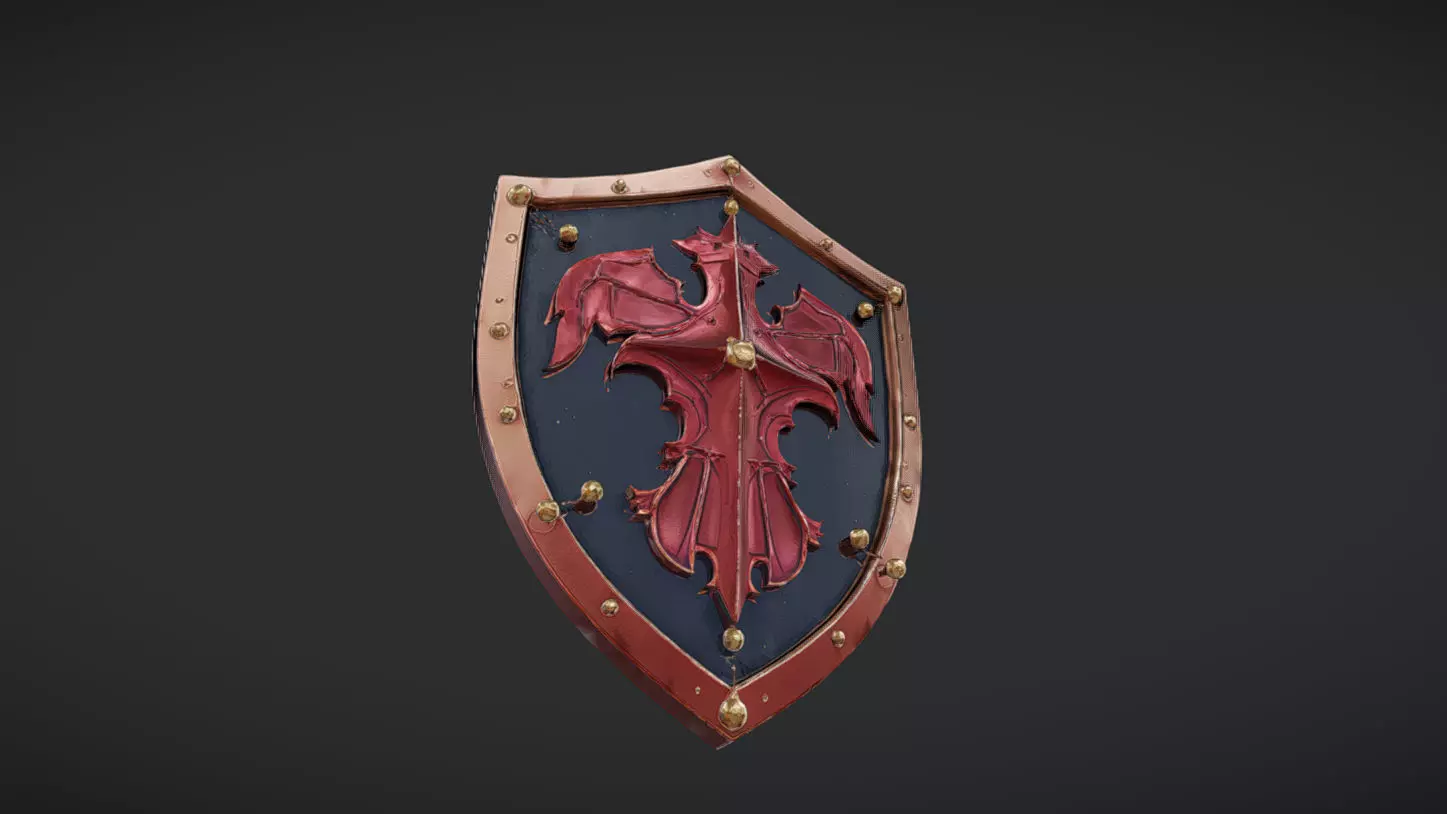 shield with dragon emblem 3D model_0