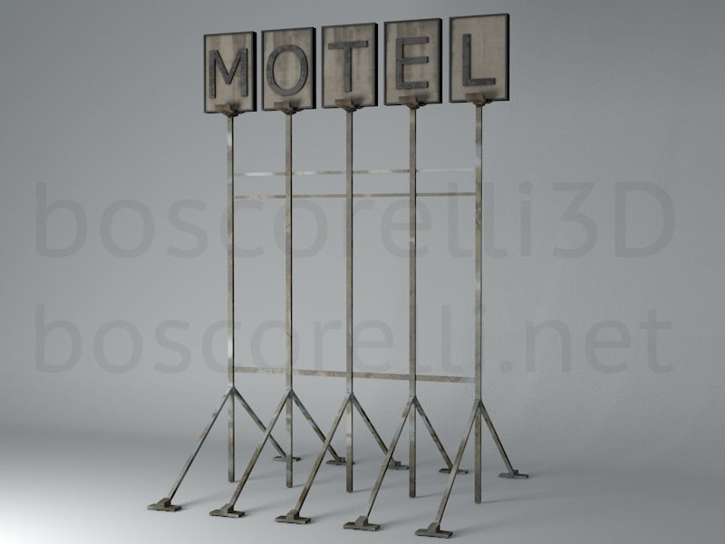 Old Motel Sign Standing Horizontal v1 3D model_2