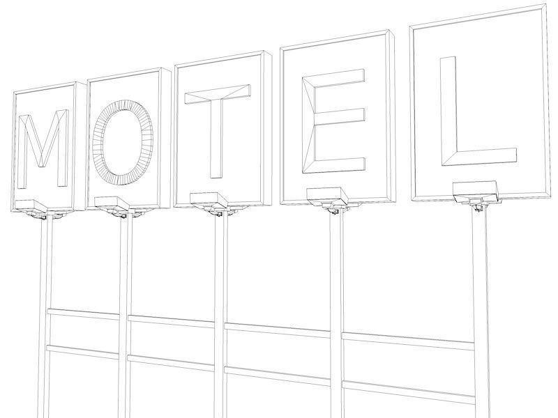 Old Motel Sign Standing Horizontal v1 3D model_7
