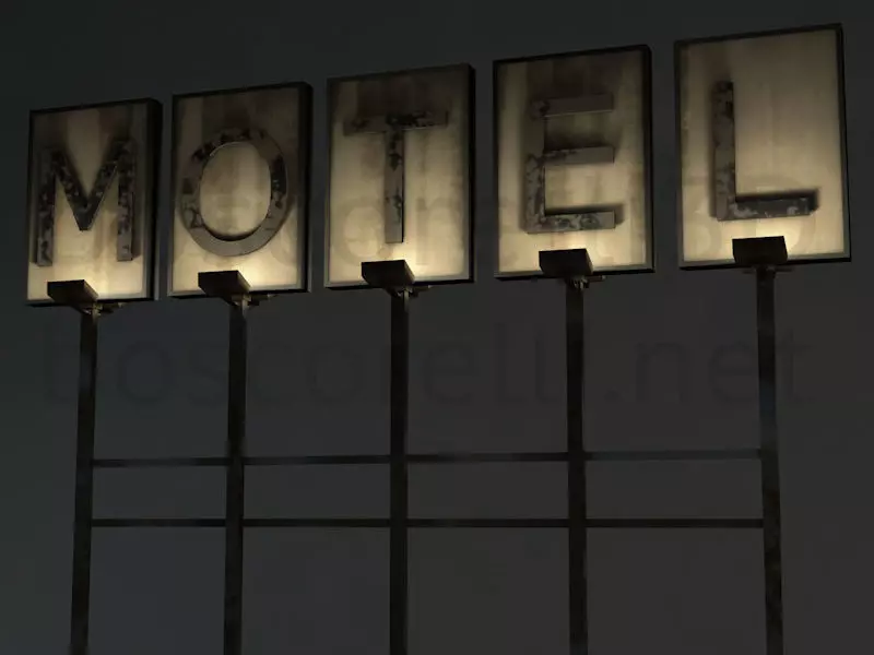 Old Motel Sign Standing Horizontal v1 3D model_0