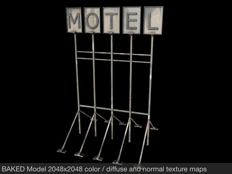 Old Motel Sign Standing Horizontal v1 3D model_6