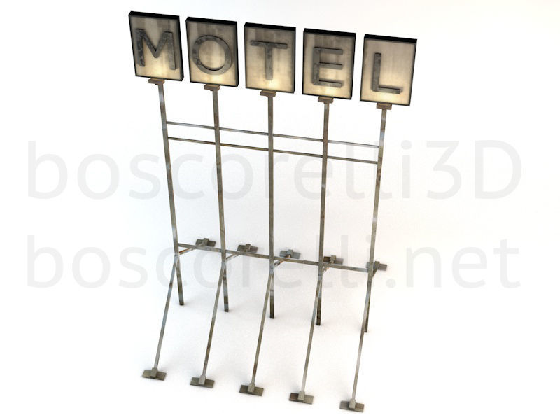 Old Motel Sign Standing Horizontal v1 3D model_3