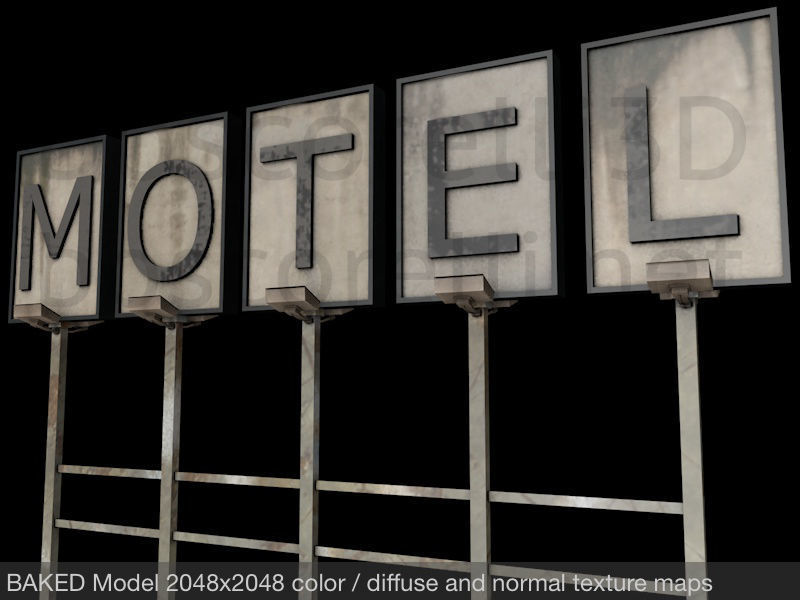 Old Motel Sign Standing Horizontal v1 3D model_5