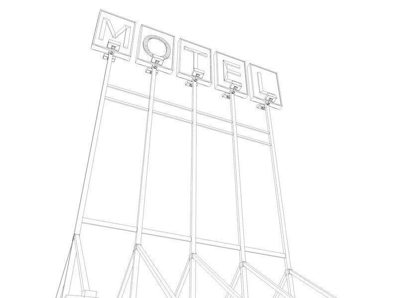 Old Motel Sign Standing Horizontal v1 3D model_8