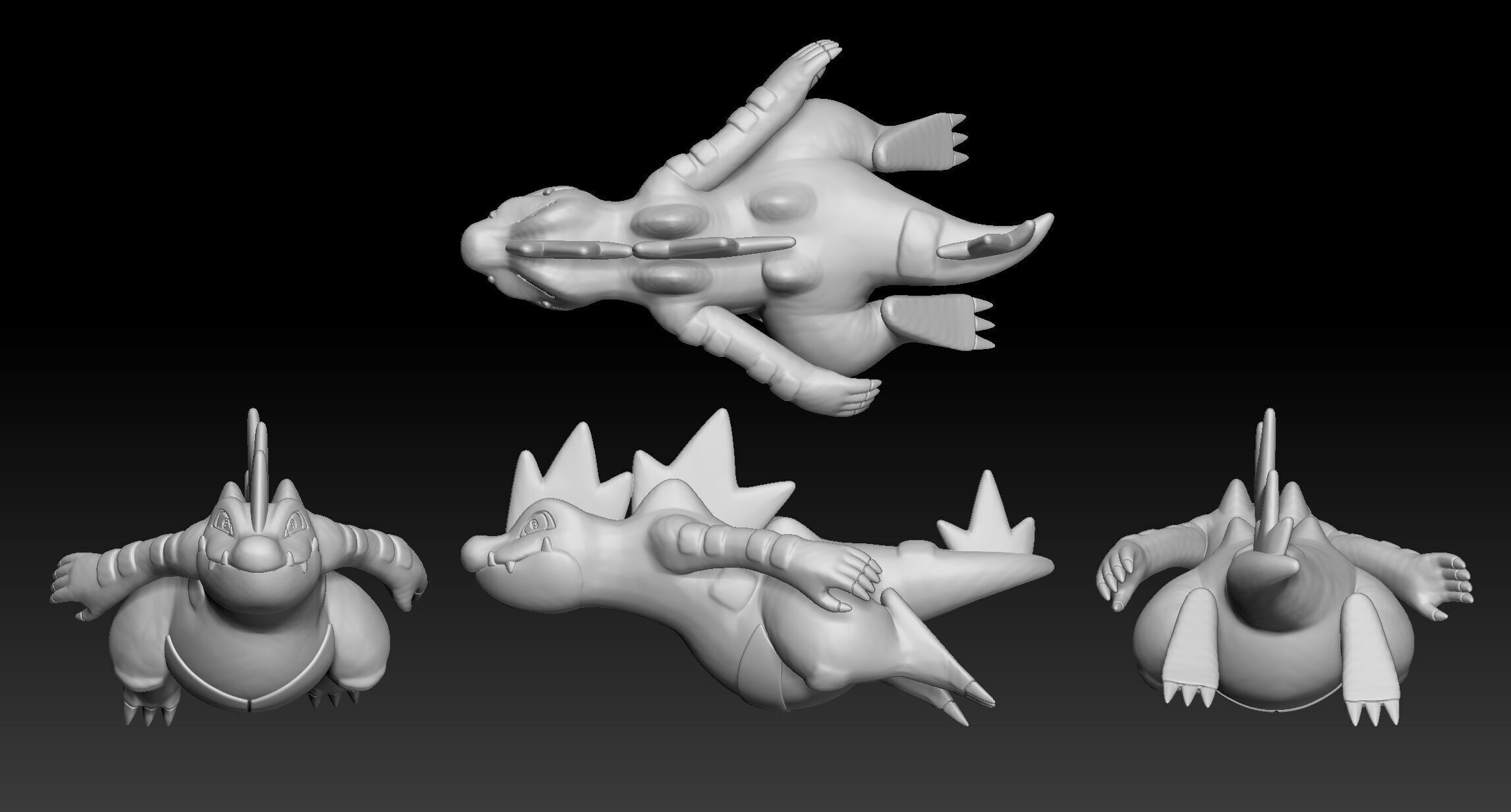 Pokemon Totodile Croconaw Feraligatr 3D print model_3