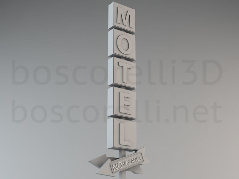 Old Motel Sign Standing Vertical Low-poly 3D model_3