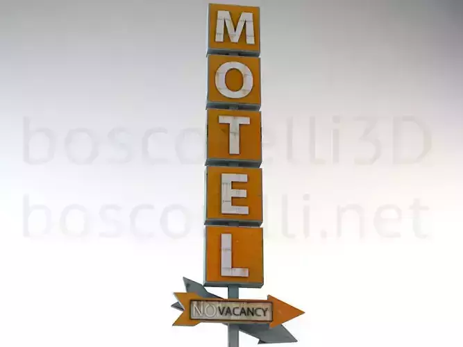 Old Motel Sign Standing Vertical Low-poly 3D model