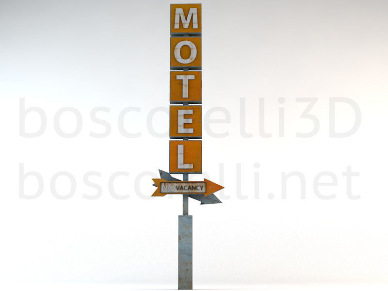 Old Motel Sign Standing Vertical Low-poly 3D model_2