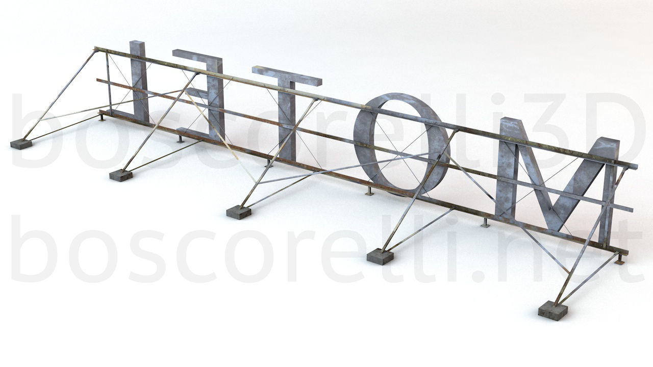 Rooftop Neon Motel Sign Low-poly 3D model_4