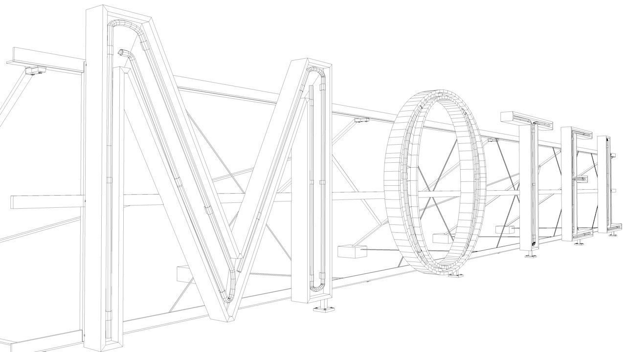 Rooftop Neon Motel Sign Low-poly 3D model_11