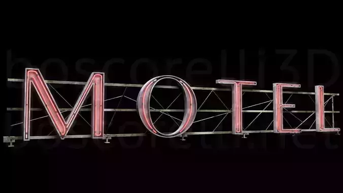 Rooftop Neon Motel Sign Low-poly 3D model