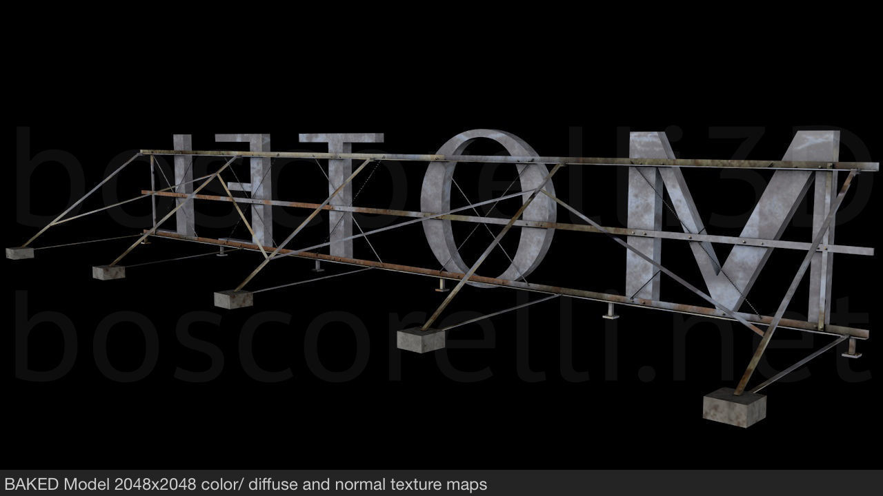 Rooftop Neon Motel Sign Low-poly 3D model_7