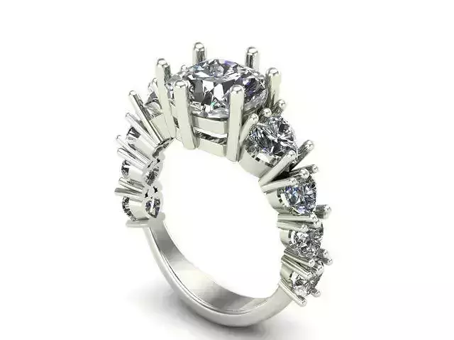 Engagement Ring With Shape Of Cushion Square and Heart Diamond 