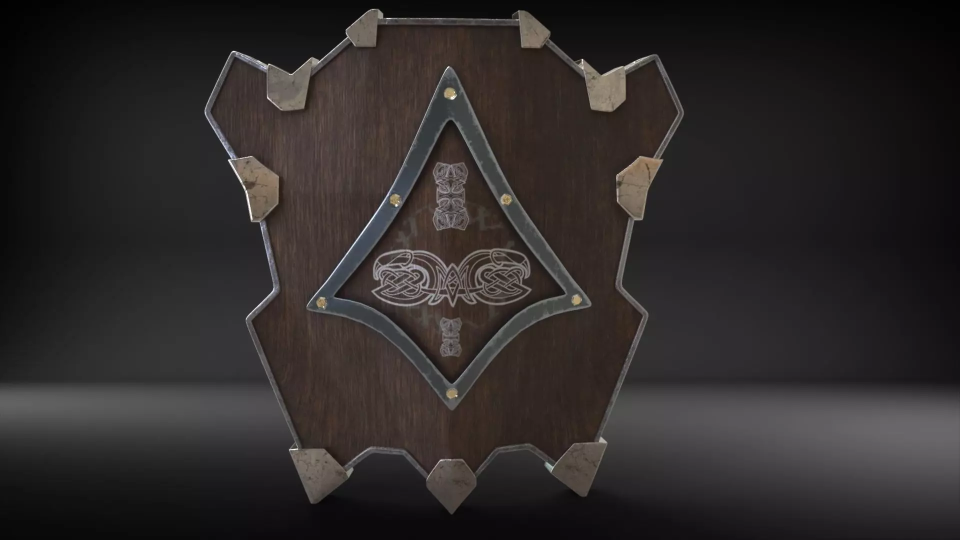 Dwarven Shield Low-poly 3D model_0