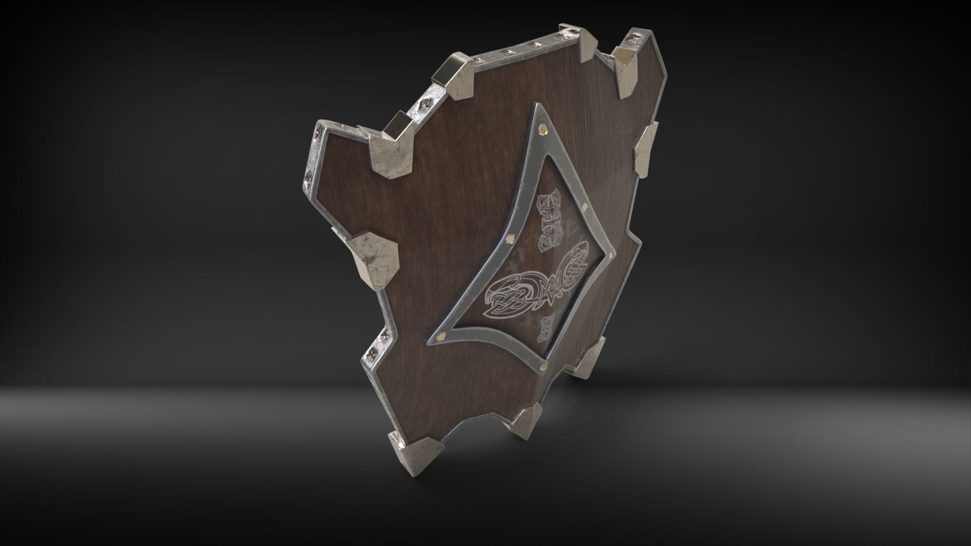 Dwarven Shield Low-poly 3D model_1