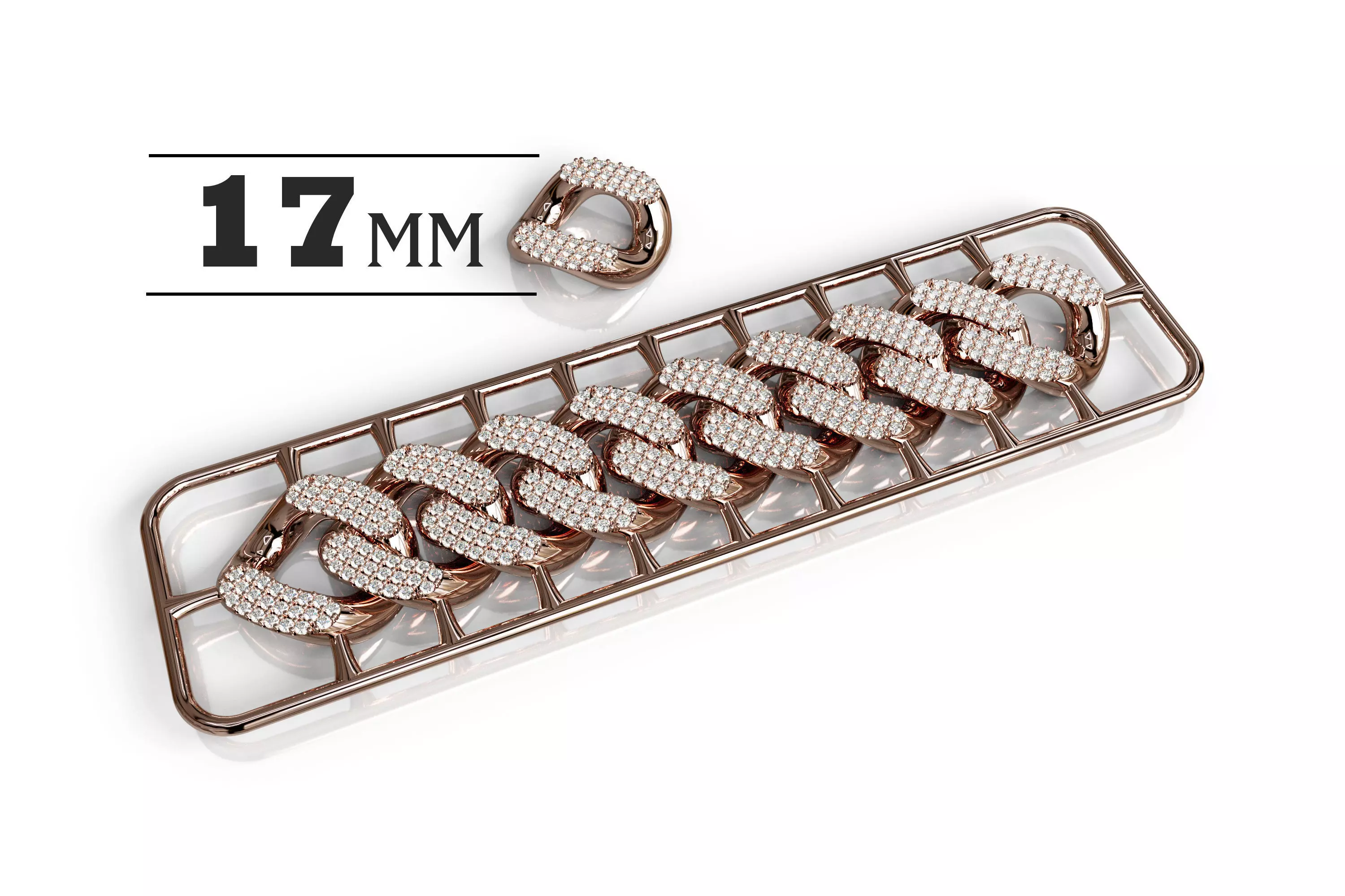 17mm Wide CUBAN Link Chain - SOLID FOR BRACELETS OR NECKLACE 3D print model