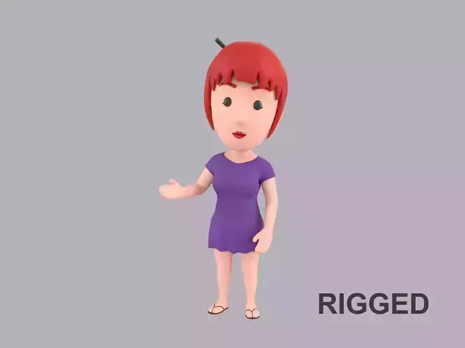 Cartoon Female Character Rigged 125