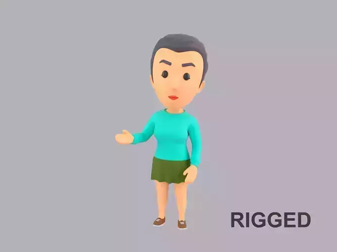 Cartoon Female Character Rigged 124