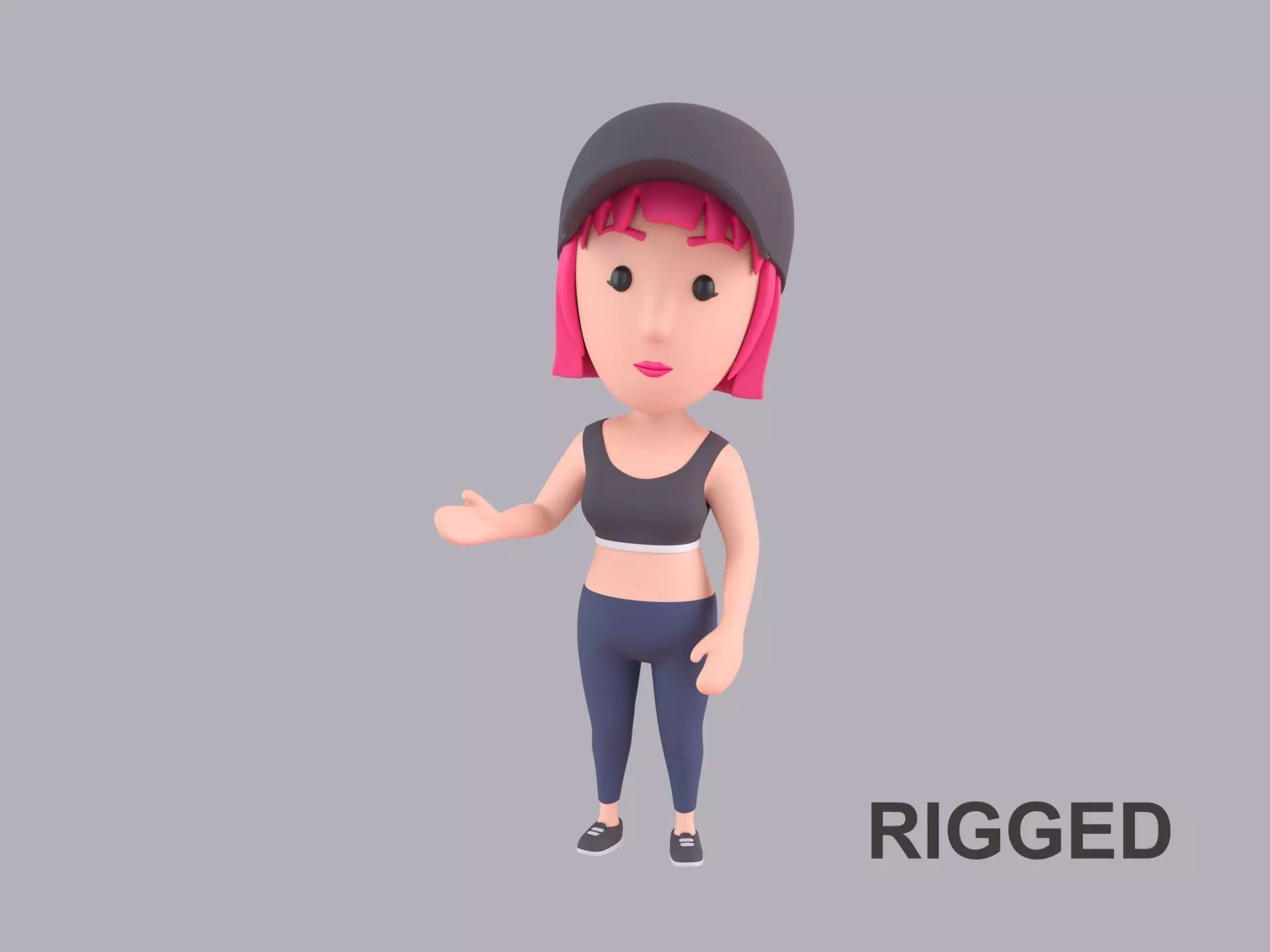 Cartoon Female Character Rigged 123 3D model