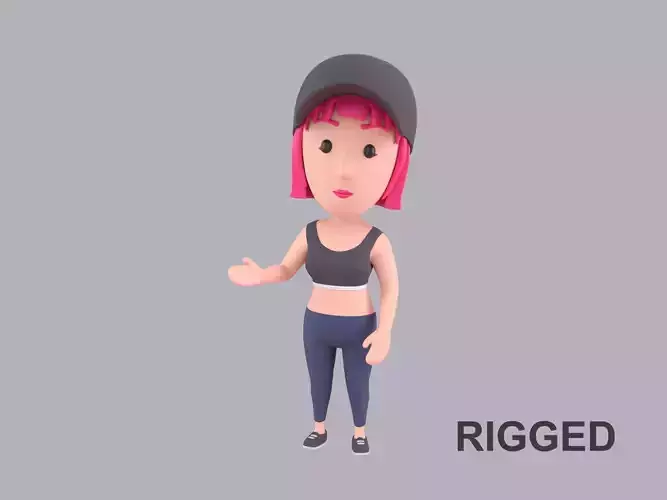 Cartoon Female Character Rigged 123