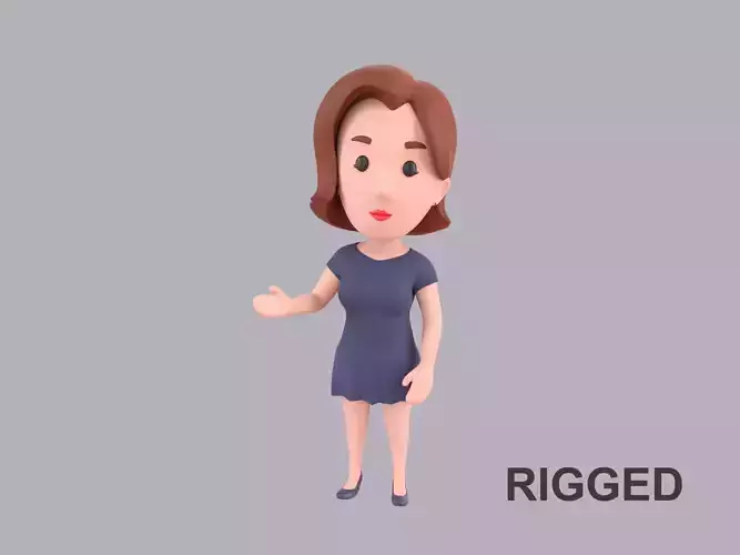 Cartoon Female Character Rigged 122
