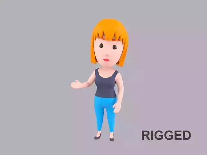 Cartoon Female Character Rigged 121