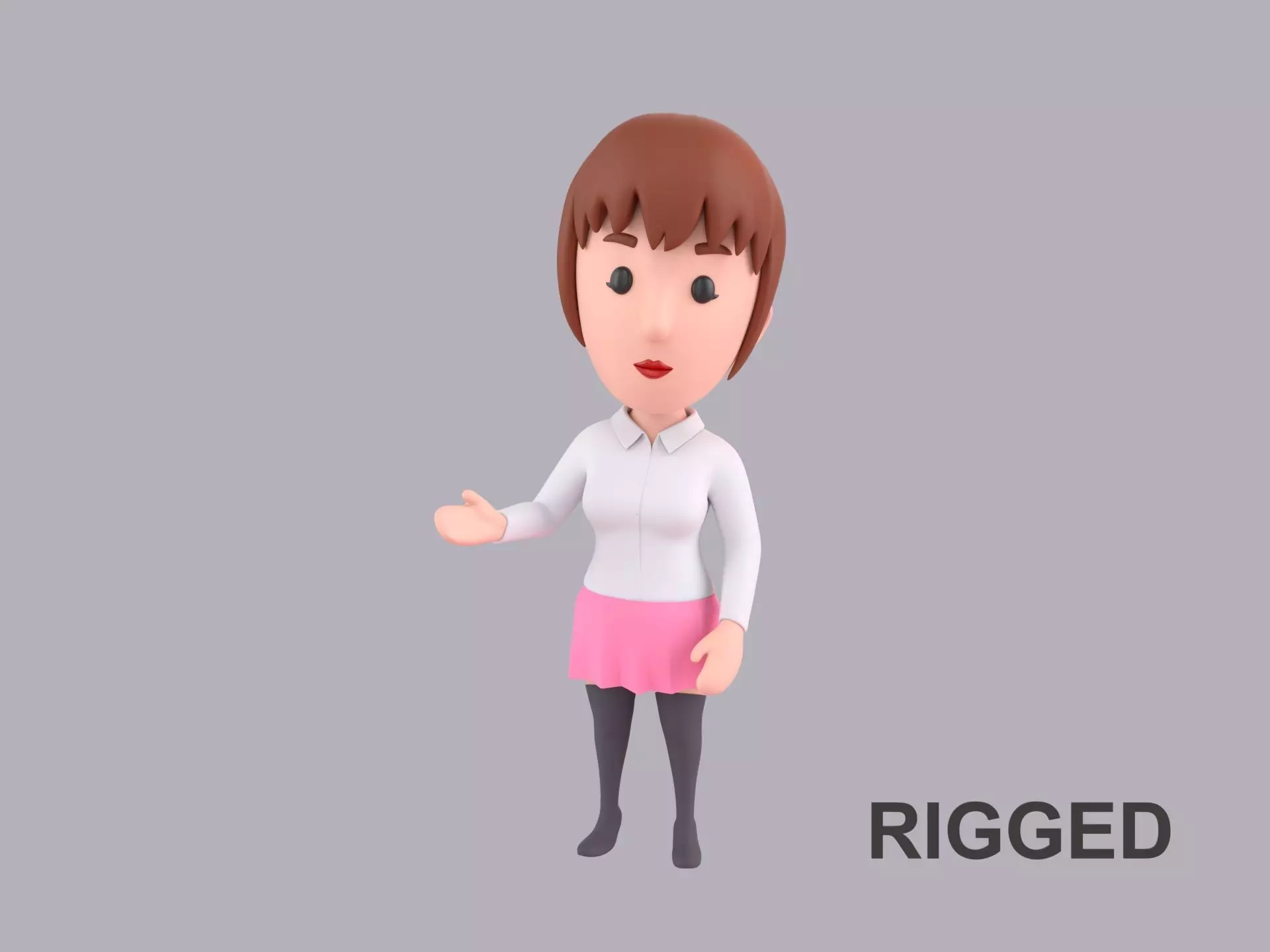 Cartoon Female Character Rigged 120 3D model
