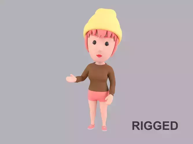 Cartoon Female Character Rigged 119