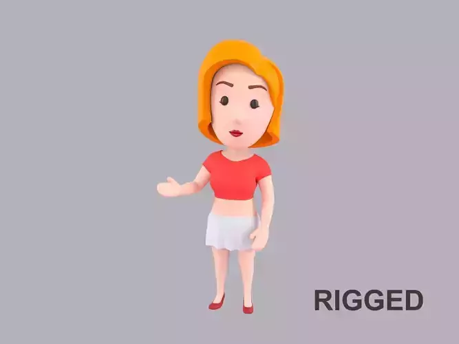 Cartoon Female Character Rigged 118