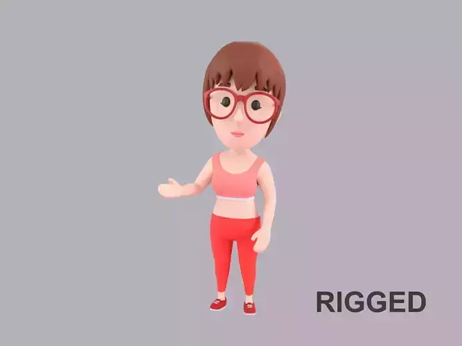 Cartoon Female Character Rigged 117