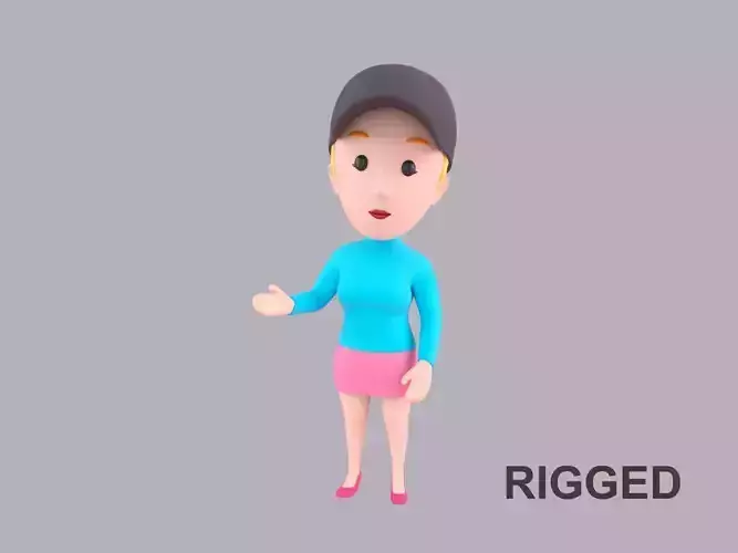 Cartoon Female Character Rigged 116