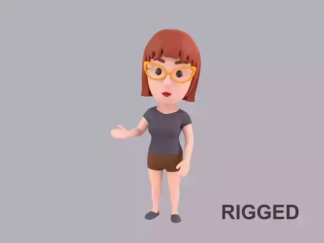 Cartoon Female Character Rigged 114