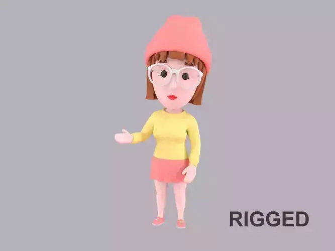 Cartoon Female Character Rigged 113